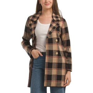 ANNE KLEIN Long Sleeve Double Breasted Coatigan